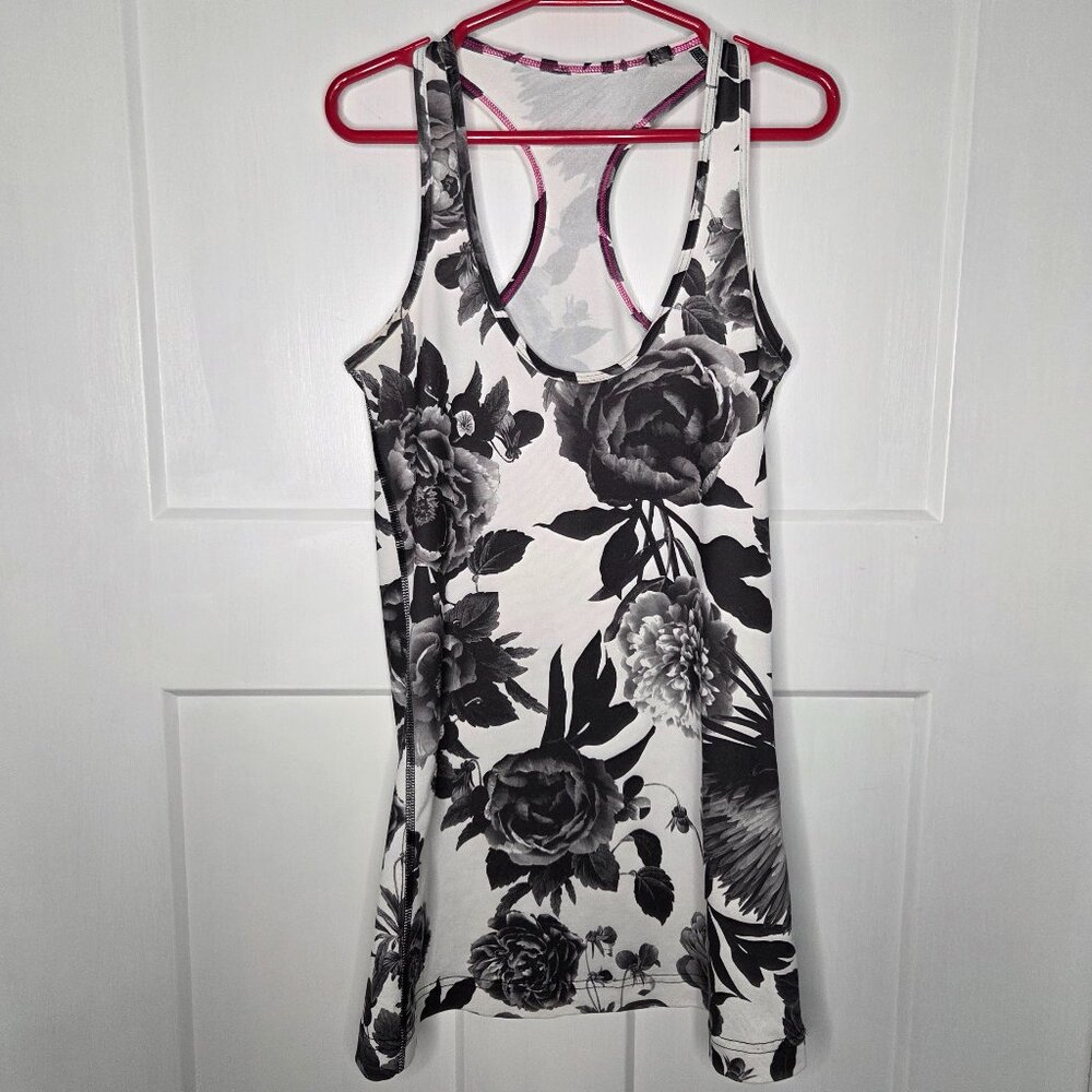 lululemon athletica Black and White Floral Racerback Tank